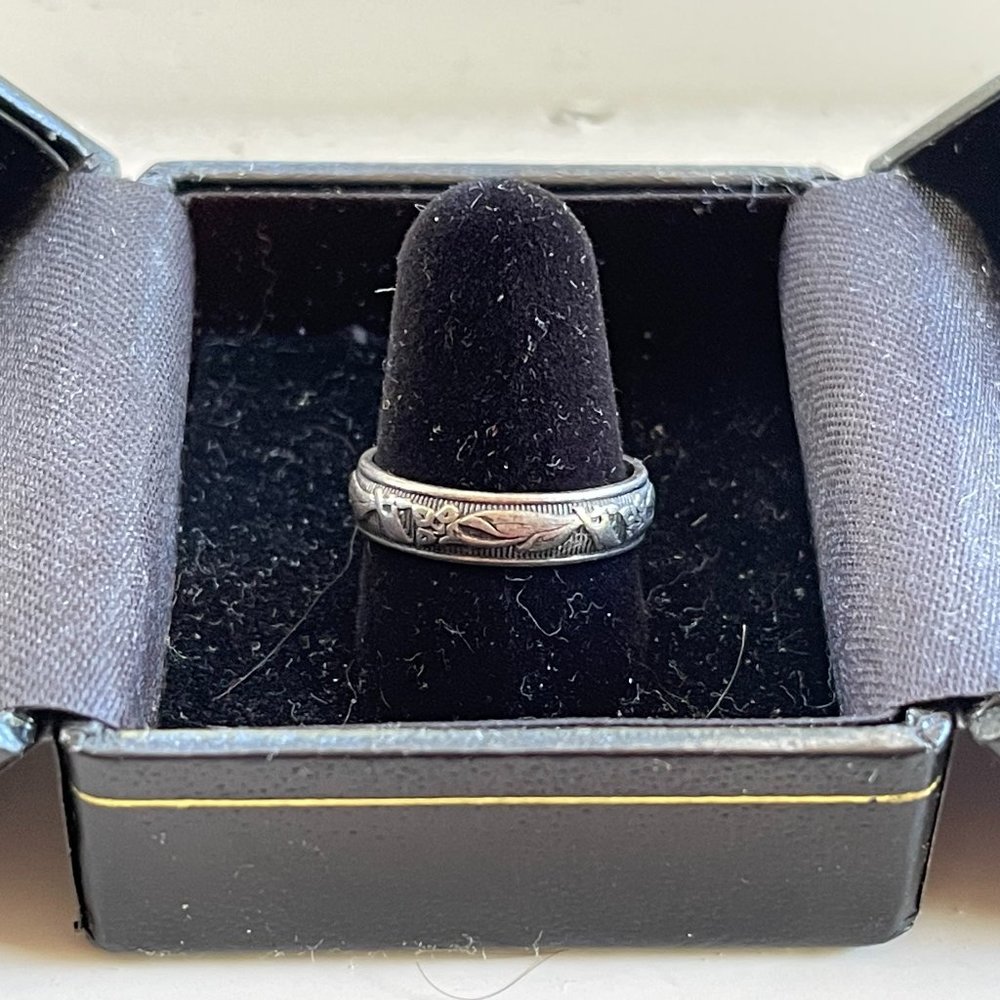 Vintage Style Lily Nouveau Ring Sterling Sliver sz 7
